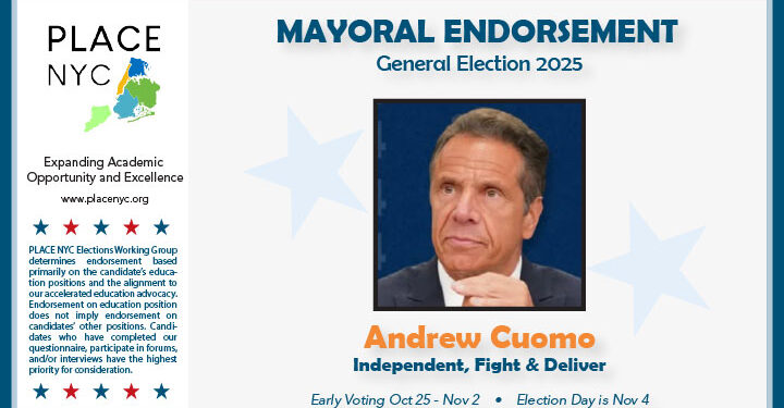 Parent Group PLACE NYC Backs Cuomo for His Education Agenda